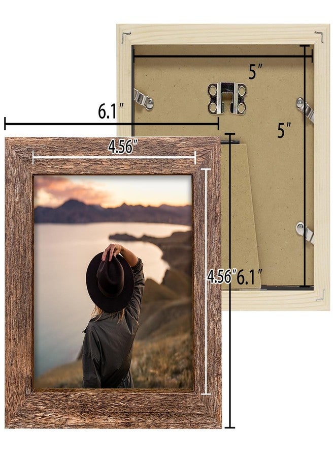 LEKAIYA مجموعة إطارات صور LEKAIYA مقاس 5x5، قطعتان، إطار صور مربع بنمط حبيبات الخشب الريفي، مناسب للعرض على الطاولة أو التثبيت على الحائط - Image 2